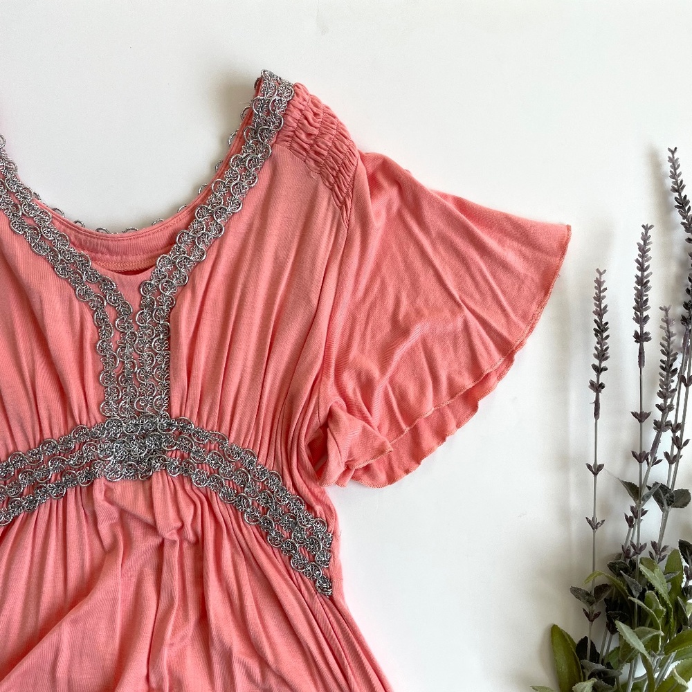 SD II Pretty Coral Top with Braided Silver Accent